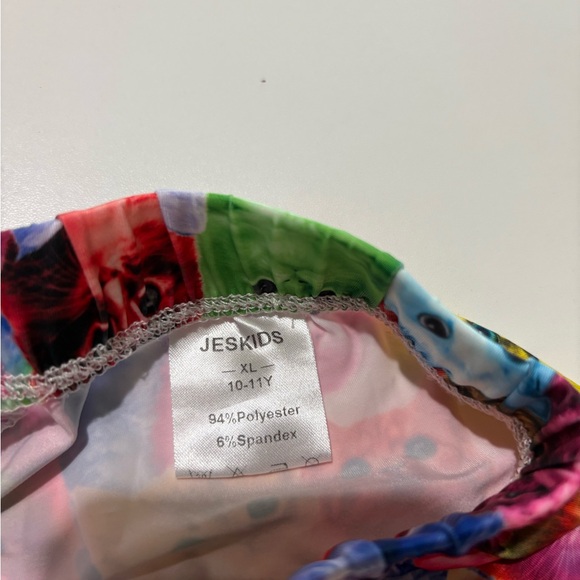 Red and Pink Floral Leggings Vibrant Stretchy Bottoms - Picture 2 of 3